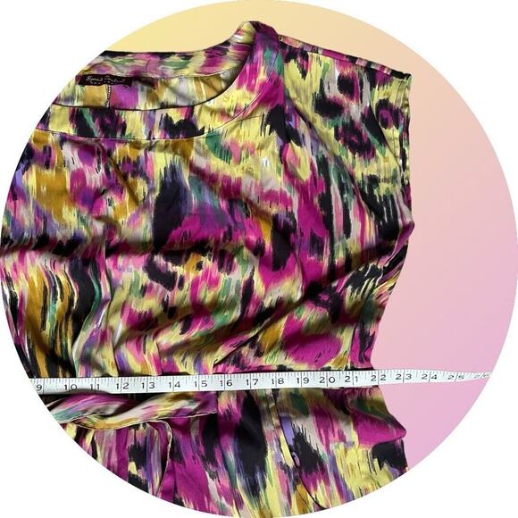 Speed Control Tunic Short Mini Dress Women 3X Plus Yellow Pink Watercolor Print - Picture 7 of 9